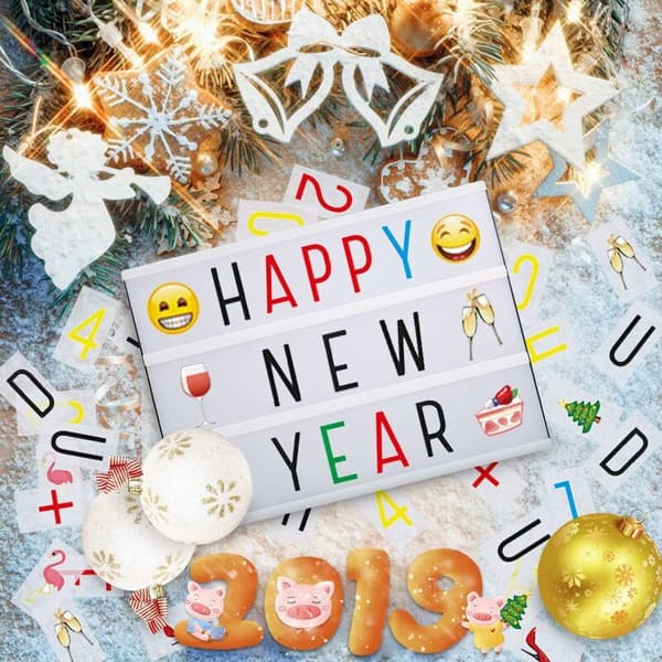 Lysboks med biolys A5 LED-belyst skilt med bokstaver og symboler romdekorasjon bryllup (hvit)