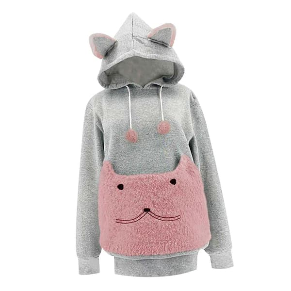 Kjæledyr Pouch Hettegenser Hund Katt Holder Bære Genser Fleece Stor Lomme Pullover for