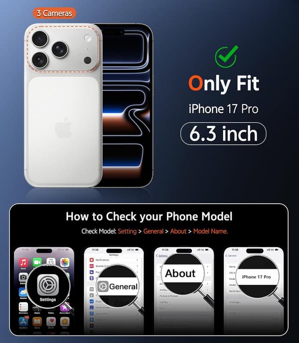 To telefondeksler og to skjermbeskyttere inkludert, egnet for iPhone 17 Pro Max