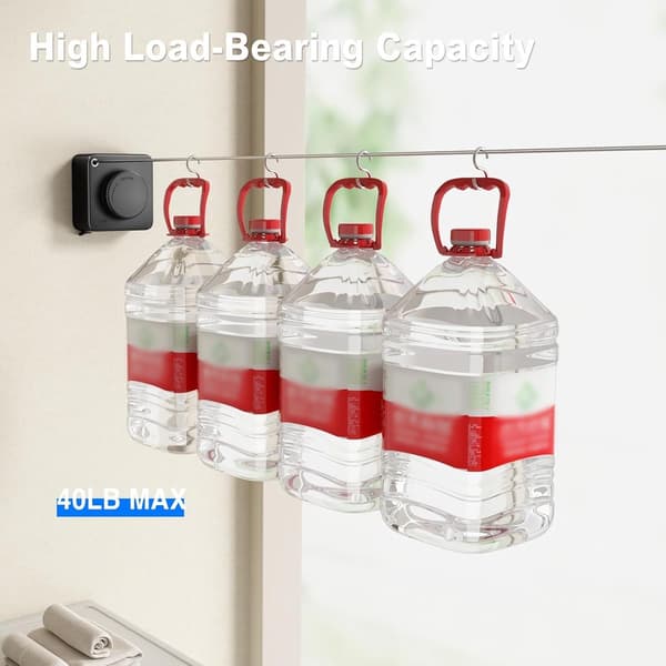 [LCS]ING Retractable Clothesline 4.2m Rolling Clothesline with Steel Core and Clothes Rack Drying Rack Clothesline Black