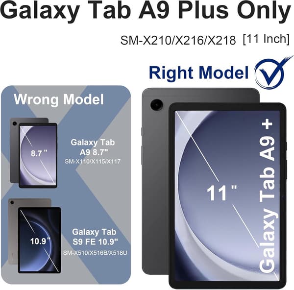 Tablet Case for Galaxy Tab A9 Plus 11 2023 - Blue Protective Cover with Rotating Stand - Drop-Resistant & Durable - Compatible with Samsung