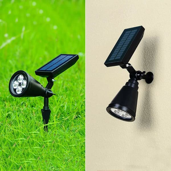 2 stk. solcellelamper for landskapsbelysning, 4 LED-lys med sterkt enkeltfarget lys