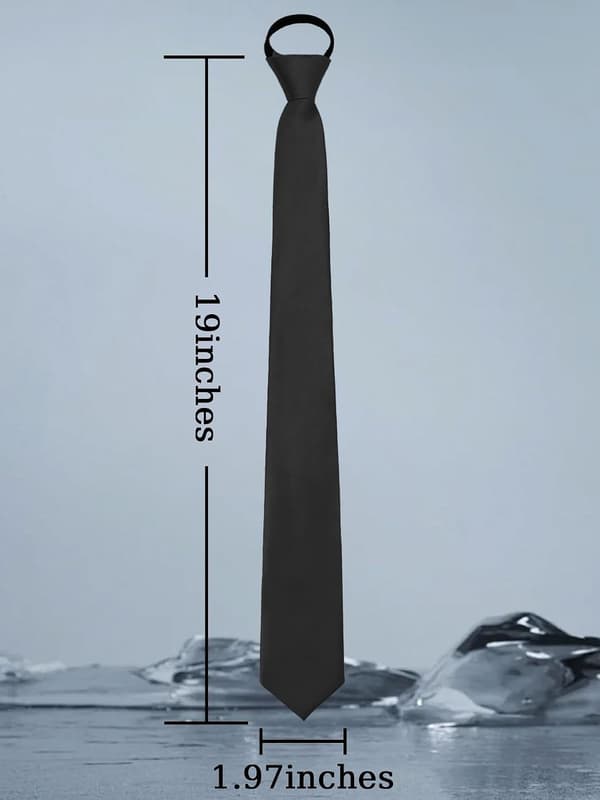 Sorte lynlåsslips til mænd Ensfarvet Forbundet Justerbare Halsslips Bryllup Dimission Forretning 2 stk. Black 2pcs