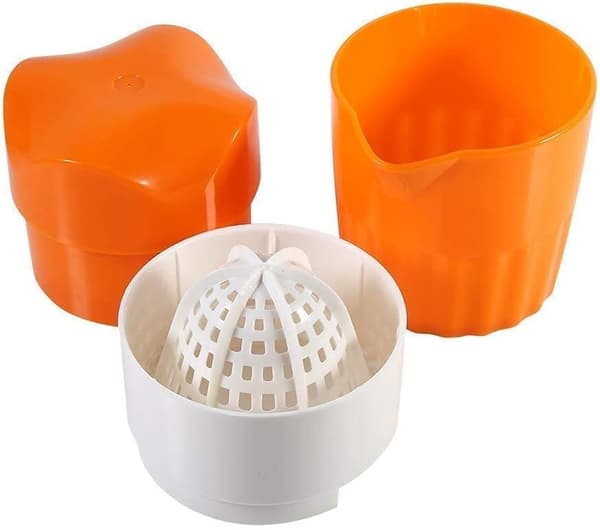 (Orange and White) Portable Manual Citrus Juicer for Oranges Mini Hand Fruit Press