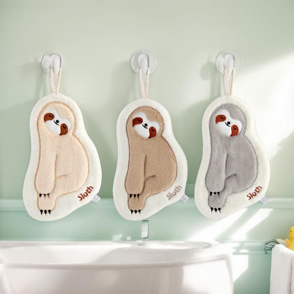 Søde dovendyr håndklæder til børn, mikrofiber koralfleece absorberende hurtigtørrende sæt med 3 til køkken badeværelse soveværelse