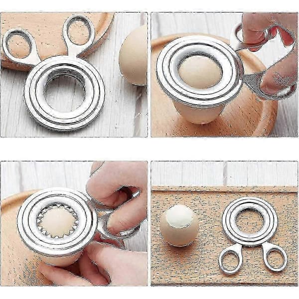 Egg Topper Cutter Rustfritt Stål Kokt Egg Cutter Cracker Eggeskall Saks Åpner