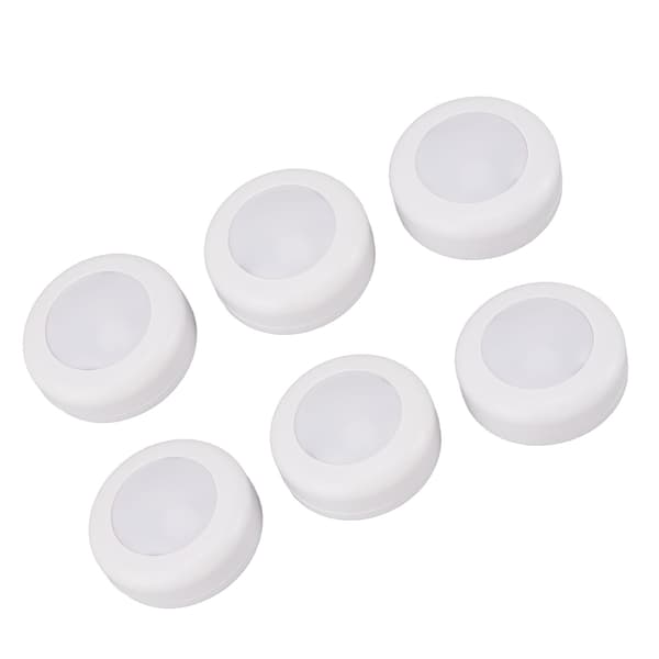 6 pcs LED Puck Lights with Remote Control Dimmable Circular Lamp for Under Cabinet Wardrobe Counter Lighting White
