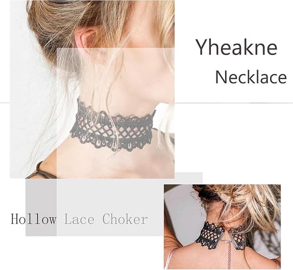Sort gotisk hul blonde choker halskæde bred blonde halskæde kæde