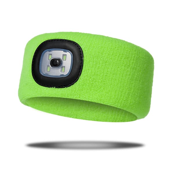 Grått sportpannband, ultra USB-laddningsbart, elastiskt halkfritt svettband