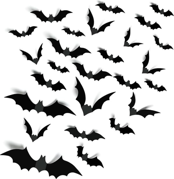 3D Bat Wall Decor - 140 Pieces - Halloween Decoration - 5 Sizes - Waterproof - Spooky Halloween Pack - DIY Wall Decal