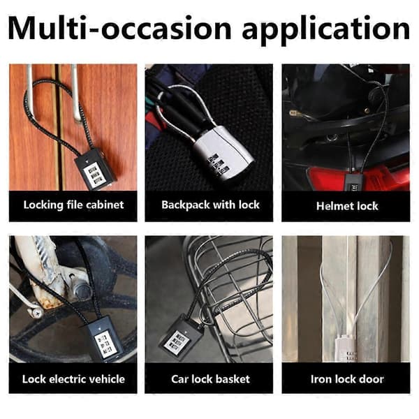 Helmet Cable Lock, Snowboard Lock, Secure Cable Lock, Small Outdoor Padlock 28cm 28cm