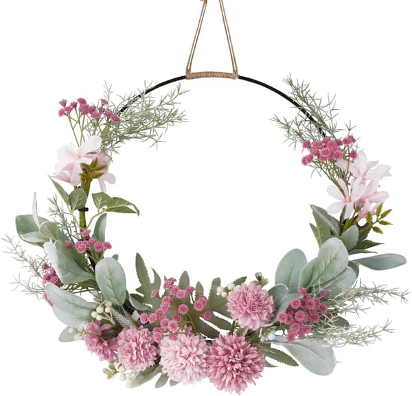 Kunstig blomsterkrans, dørblomsterkrans, veggdekorasjon
