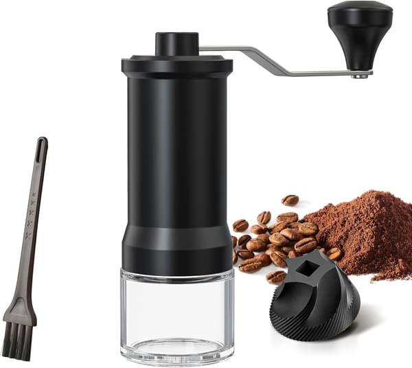 Manual Coffee Grinder, Hand-Operated Coffee Mill with High-Precision Ceramic Conical Burr, 30 Adjustable Settings