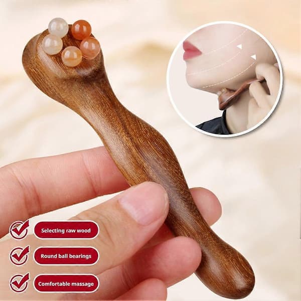 Wooden Eye Massager Roller - Solid Wood Gua Sha for Sensitive Skin