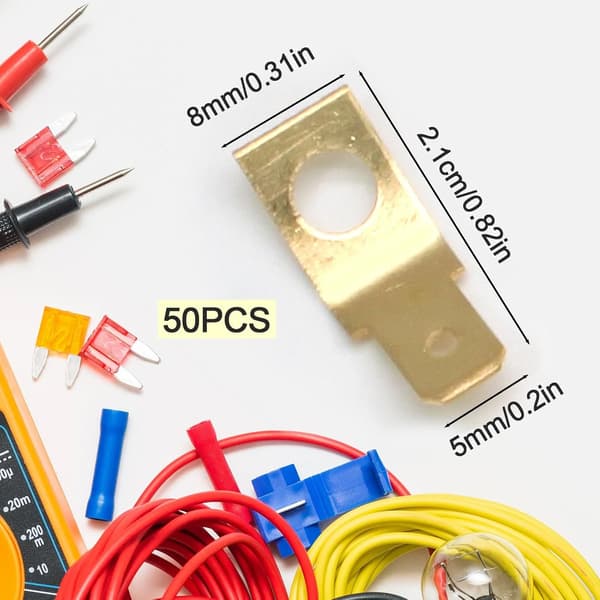50 stk hurtigkoblinger, 1/4 tomme hann, uisolerte loddefrie messingadaptere for elektrisk kabel, #10 stud gullfarge