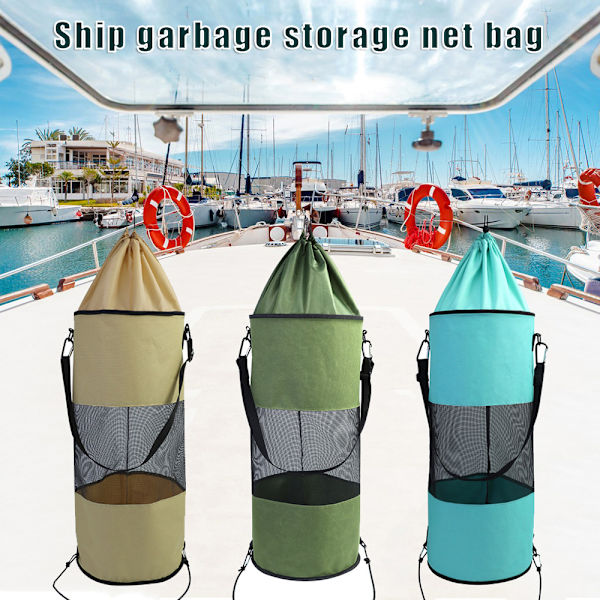 Båtsopppose Bærbar mesh med snøring Pustende oppbevaringspose Black