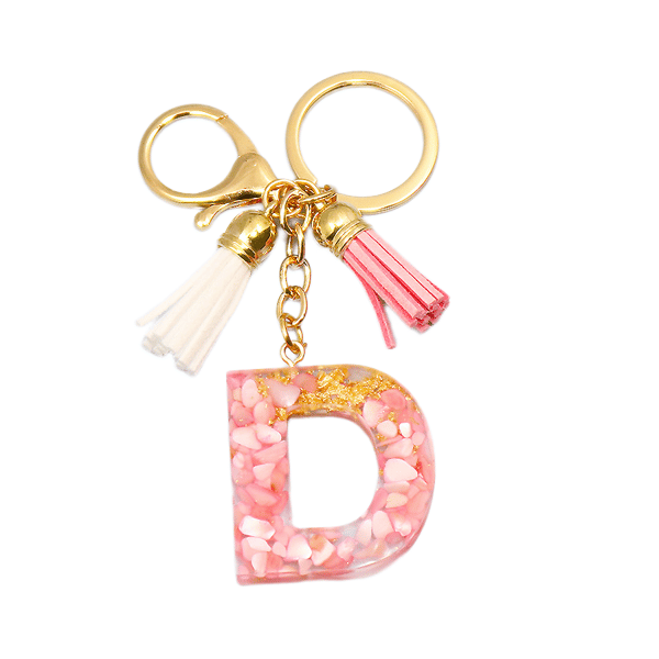 Sød initial nøglering A-Z bogstav glitrende glitter nøglering premium taske charm nøglering tilbehør (D,4PCS)