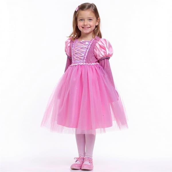 Barn Vinter Prinsessekjole Rose Varm Glitter Maskeradekjole Jenter Rosa 110 Roze 110