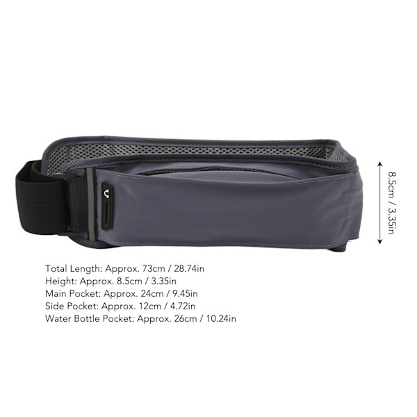 Running Belt Multiple Pockets Jogging Waist Pack 60-85cm Adjustable Comfortable for Outdoor Use