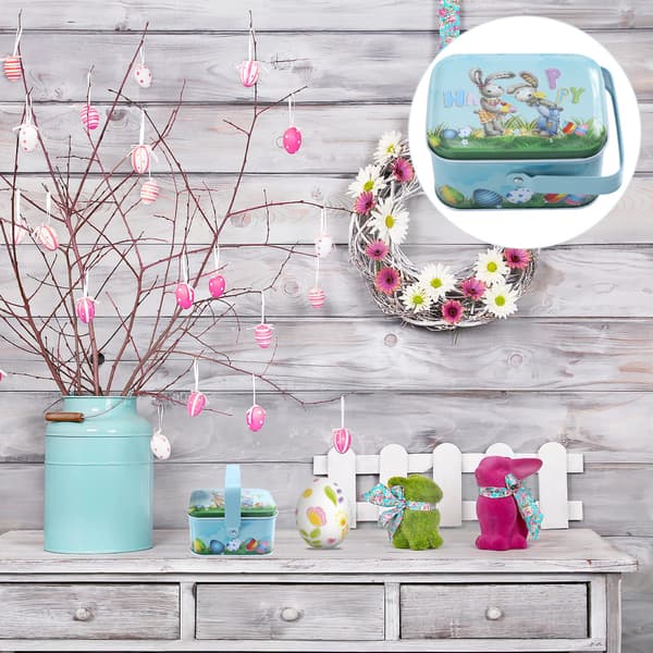 Easter Candy Jar 2 pcs Easter Cookie Jars Tin Cans with Lid and Handle Cookie Jars Easter Gift Boxes Easter Basket Candy Jars Cookie Jars