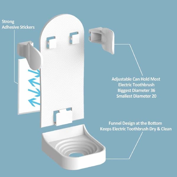 Electric Toothbrush Holder, Self-Adhesive Reinforced Electric Toothbrush Holder, Adjustable Wall Shelf, Suitable for Bathroom Toothbrushes