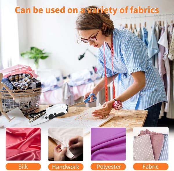 Portable Handheld Sewing Machine, Mini Electric Sewing Machine for Adult Beginners, Easy to Use and Fast Sewing Suitable for Clothes, Fabrics, Curtains
