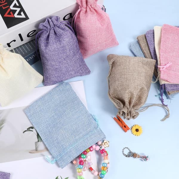 15 st - Jute Dragskopåsar - Dragskopåse - Presentpåse - Förvaringspåse - Presentförpackning - Smyckespåse Juteväskor - Juteväskor