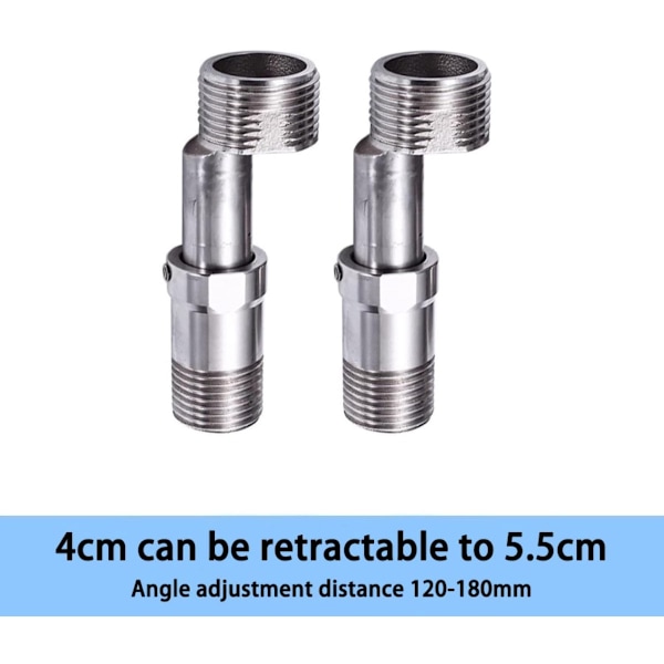 ING Two-piece Angle Mixer, 360-degree Adjustable Spout, Angle Mixer Adapter, Practical Angle Mixer, Length-Adjustable Offset Shower Mixer (Silver)