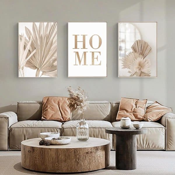 Set med 3 canvastavlor - Modern bohemisk stil - Dekoration för vardagsrum och sovrum - Ramlös 3 x 50 x 70 cm