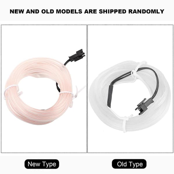 Dekorativ lysstrimmel til bil, interiørbelysning, Auto LED EL Koldlampe, modificeringsdele 4 meter Hvid