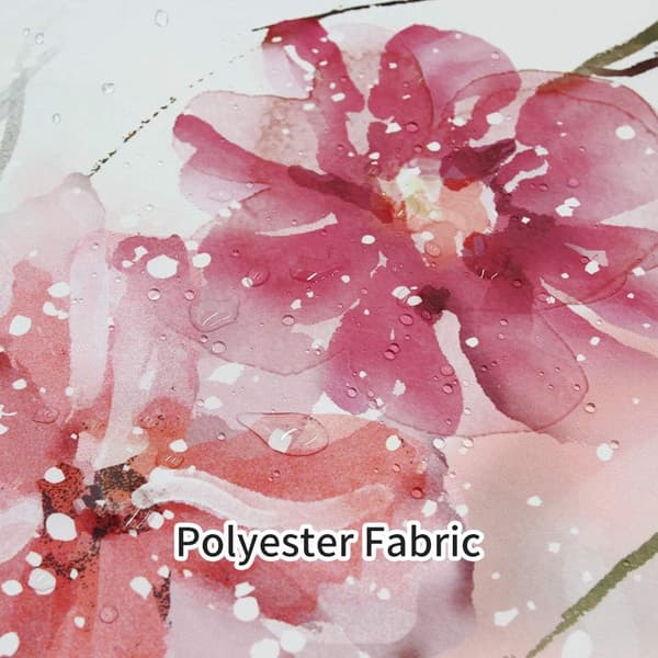 Rosa Blomstermønster Polyesterstoff Dusjforheng Gardiner Sett Vaskbart