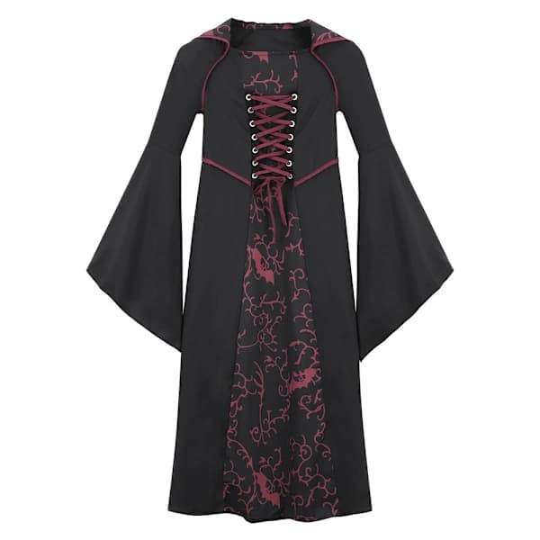 Piger Vampyr Heks Halloween Kostume Vinrød 140cm
