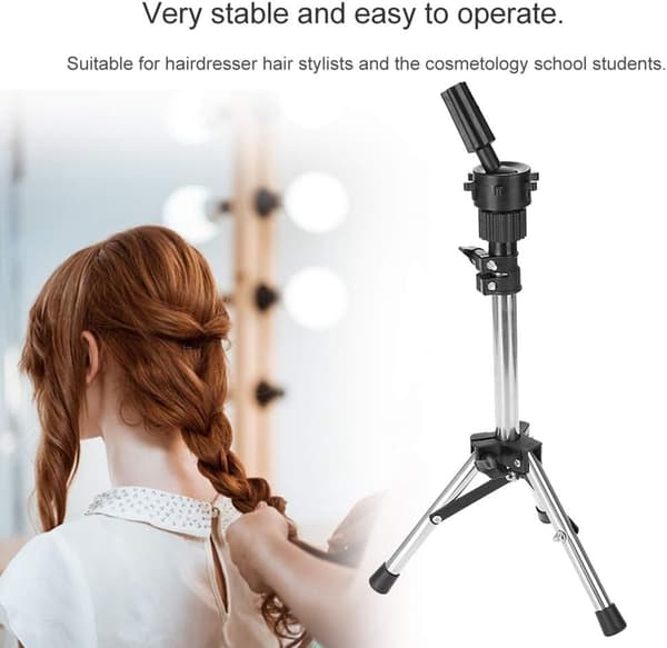 Wig Head, Adjustable Sport Head Hair Stand (Silver)