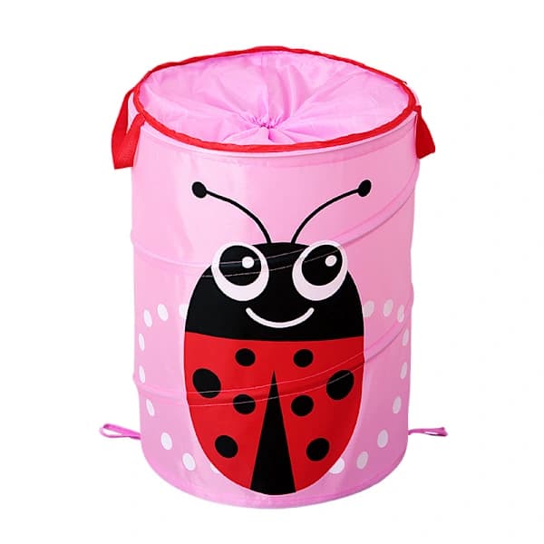 Foldable Cute Cartoon Fabric Laundry Basket Large Organizer Laundry Bag Holder For Home Ladybug