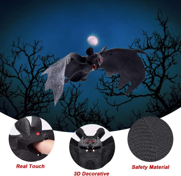 Halloween-fladdermöss, Halloween-dekoration fladdermöss 8 st, 3D Halloween Han
