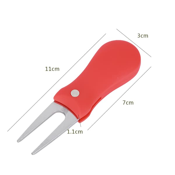 Portable Golf Green Divot Repair Tool Foldable Ball Fork Lawn Repair Golfer Practice Accessory Red