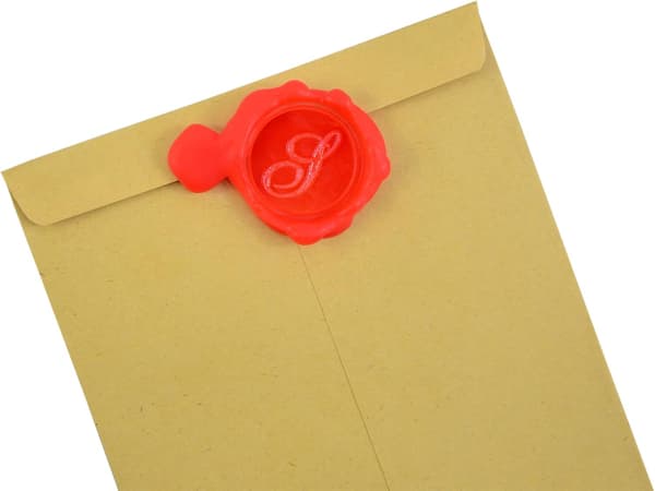 Voksseglstempel bokstav A-Z, alfabet initialseglstempel for jule- og takkekort, bryllupsinvitasjon W-S-2 (bokstav S)