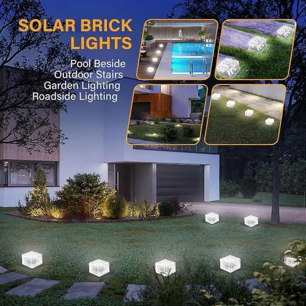 Solar Powered Paver Lights White 2-pack - Waterproof LED Solar Lights for Garden Lighting (FMY)