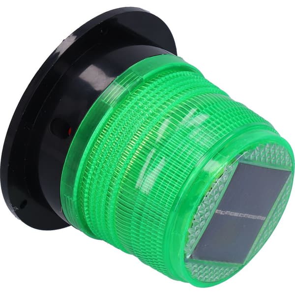 Solar Powered LED Flashing Light with Magnetic Base for Construction Site Traffic (Green)