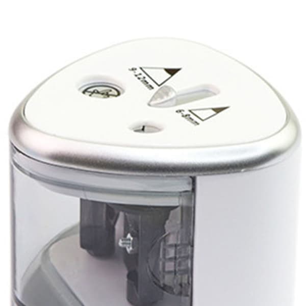Electric Dual-Hole Battery-Powered Pencil Sharpener Lightweight for Home School Office Silver