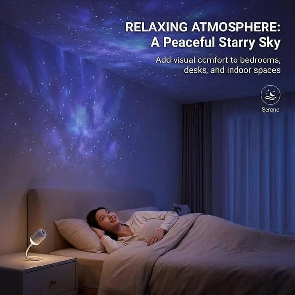 HD Smart Dynamic 5D Holographic Night Light Projector, Plug and Play HD 2-in-1 Galaxy Star Projector, 360 Rotating, USB Powered, with 24 Films