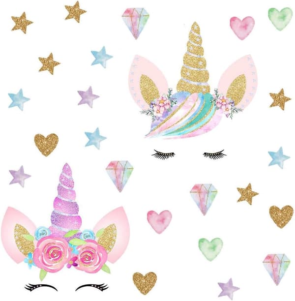 2-pack Unicorn Decal Cartoon Wall Decal, Removable Wall Decal, Unicorn Wall Decal, Wall Decoration Graffiti Decal