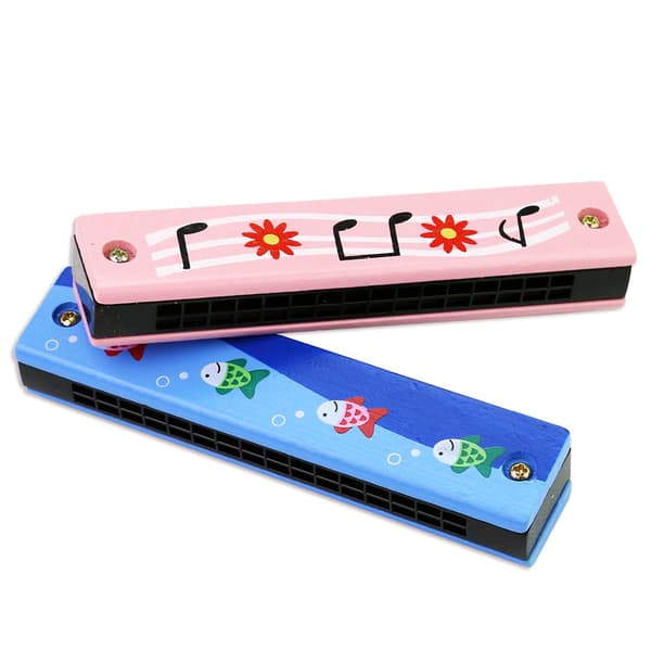 12 Random Styles Kids Harmonica, Double Row 16 Holes Lightweight Cartoon Harmonica, Musical Instrument Toy for Beginners
