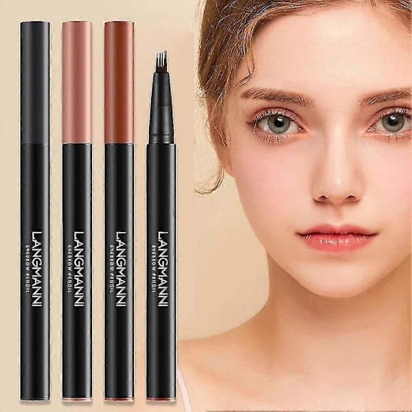 Magic Eyebrow Pencil, 2024 Upgrade Microblade Eyebrow Pencil Double-sided Waterproof Black