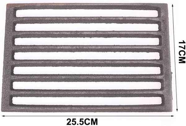 Støbejernsristdele Hark Firkantet Design Effektiv Forbrænding til Pejsemodeller, Optimal Cirkulation, Sort Træ 17CM) 25.5*17CM