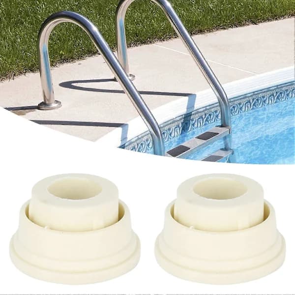 2 Pcs Pool Ladder Buffer, Inground Pool Ladder End Caps, White Rubber Buffer Set for Pool Ladders, Universal Spare Parts