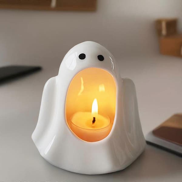 2025 Halloween Keramisk Spøkelseslysestake Morsom Søt Halloween Gave Lys Aromaterapi Dekorasjon