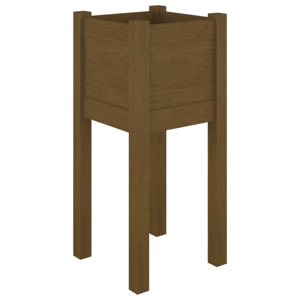Plant box honey brown 31x31x70 cm solid pine