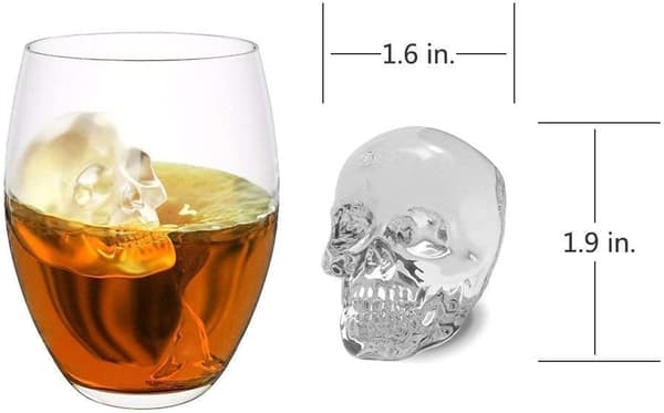 3D Dødningehoved Isbakke 2-pak Let Frigørelse Silikonebakke 8 Søde Isstykker Til Cocktails Og Drikkevarer Sort