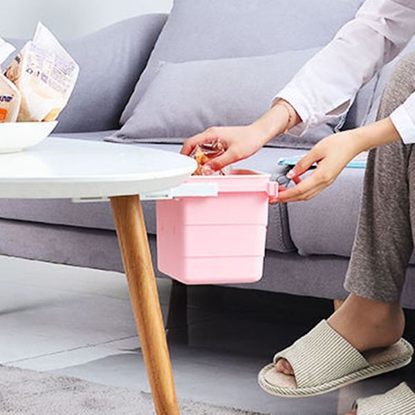 Avfallsburkar under bordet Multifunktions Push-pull kompakt askbehållare för kontor Rosa Pink